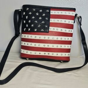 USA Flag Crossbody,  Faux Leather, Large